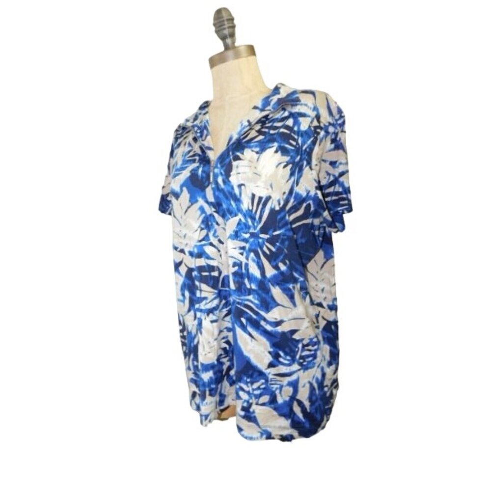 Weekends by Chico's Size L Large Tropical Print Smooth STRETCH Top - Picture 2 of 2